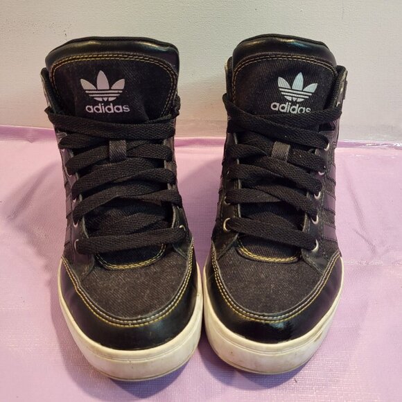 ADIDAS Hard Court Sz 4.5 Hi J High Tops Black & White Shoes G45920 - Picture 1 of 16
